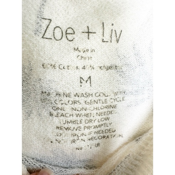 Zoe + Liv women’s cropped palm tree sweatshirt SZ medium cream gray roll hem - Picture 4 of 4